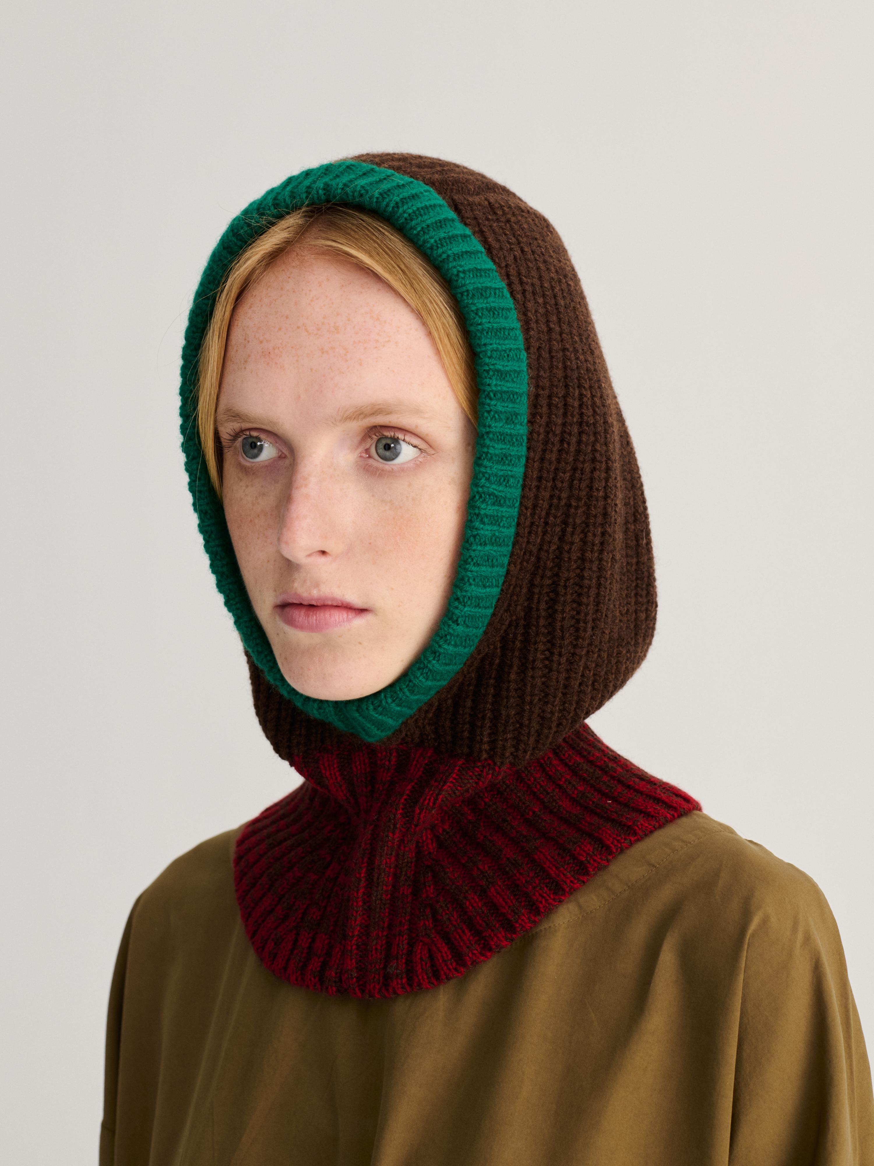 Bobo Choses Colorblock Wool Balaklava Unisex Schal Mütze braun